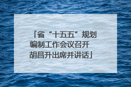 省“十五五”规划编制工作会议召开 胡昌升出席并讲话